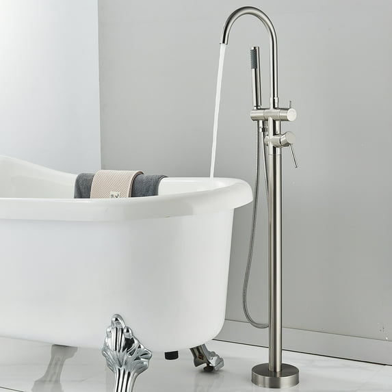 Zamery Freestanding Bathtub Faucet set Bathroom Tub Filler with Hand Shower Floor Mount Tub Filler w/Hand Shower