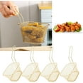 thumbnail image 2 of 4Pcs Carré Panier de Friture, Support de Frites en Acier Inoxydable Table Frite Servant des Outils de Cuisson de la Passoire - Or, 2 of 8