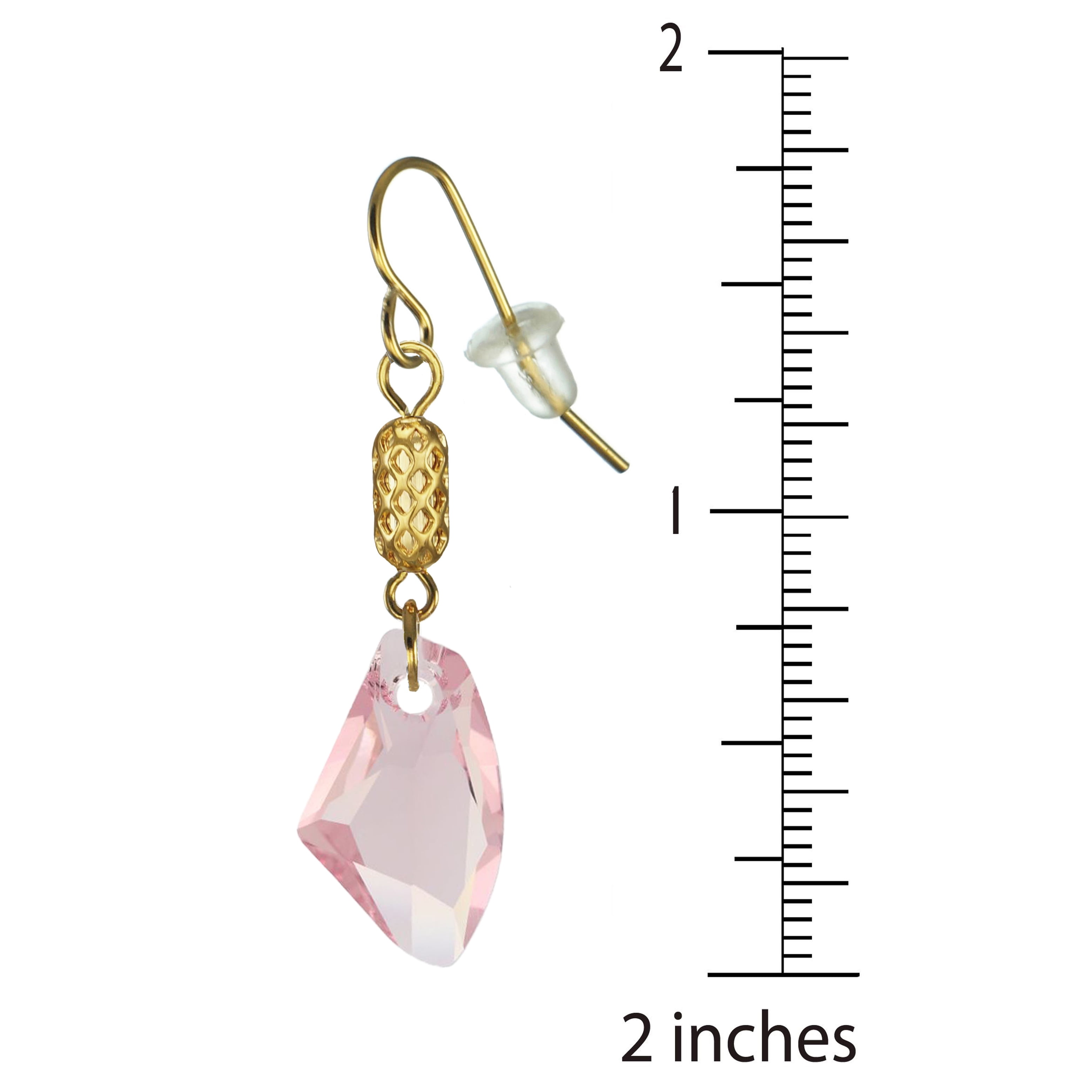 One Pair 19mm Austrian Galactic with Gold Woven Tube Dangle Earrings – Hypoallergenic Earwires - Pink