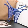thumbnail image 2 of XFLWAM Lace G-String Thong for Women Low Waist Sexy Underwear Comfort T-back Thongs Panties Blue, 2 of 5