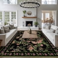 thumbnail image 3 of Black Spring Floral Area Rugs 5'x7', Small Throw Rugs for Laundry Room Playroom, Elegant Pastoral Flowers Birds Retro Art Indoor Outdoor Rug Non-Slip Low Pile Carpet Runner Reversible Floor Mats, 3 of 8