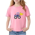thumbnail image 2 of Spazoro Girls T-Shirts Tee, 100%Cotton Cute Print Crew Neck Short Sleeve Casual Tops for Kids Pink Size 2, 2 of 6