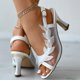 thumbnail image 4 of Sandalias de tacón alto de malla para mujer, zapatos de tacón con correa de hebilla y punta abierta a la moda, sandalias de vestir versátiles, 4 of 4