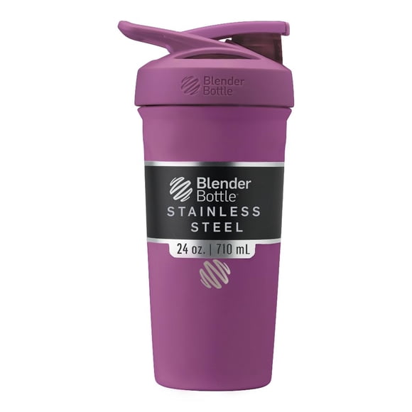 BlenderBottle - Botella agitadora deportiva de acero inoxidable aislada con batidor de alambre, 24 onzas, ciruela, batidos de proteínas e hidratación para atletas y entusiastas d