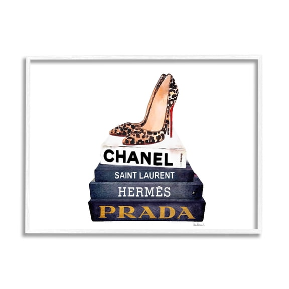 Stupell Industries Glam Fashion Book Set Leopard Pumps Heels, 11 x 14,Design by Amanda Greenwood