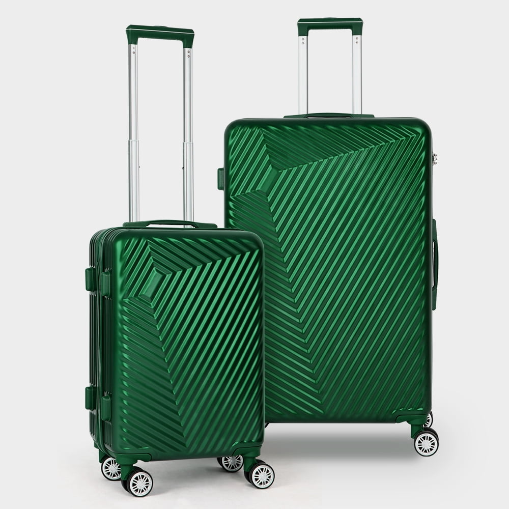 Luggage 3-Pieces Set ABS Durable Suitcase With Spinner Wheels Green 20"24"28"