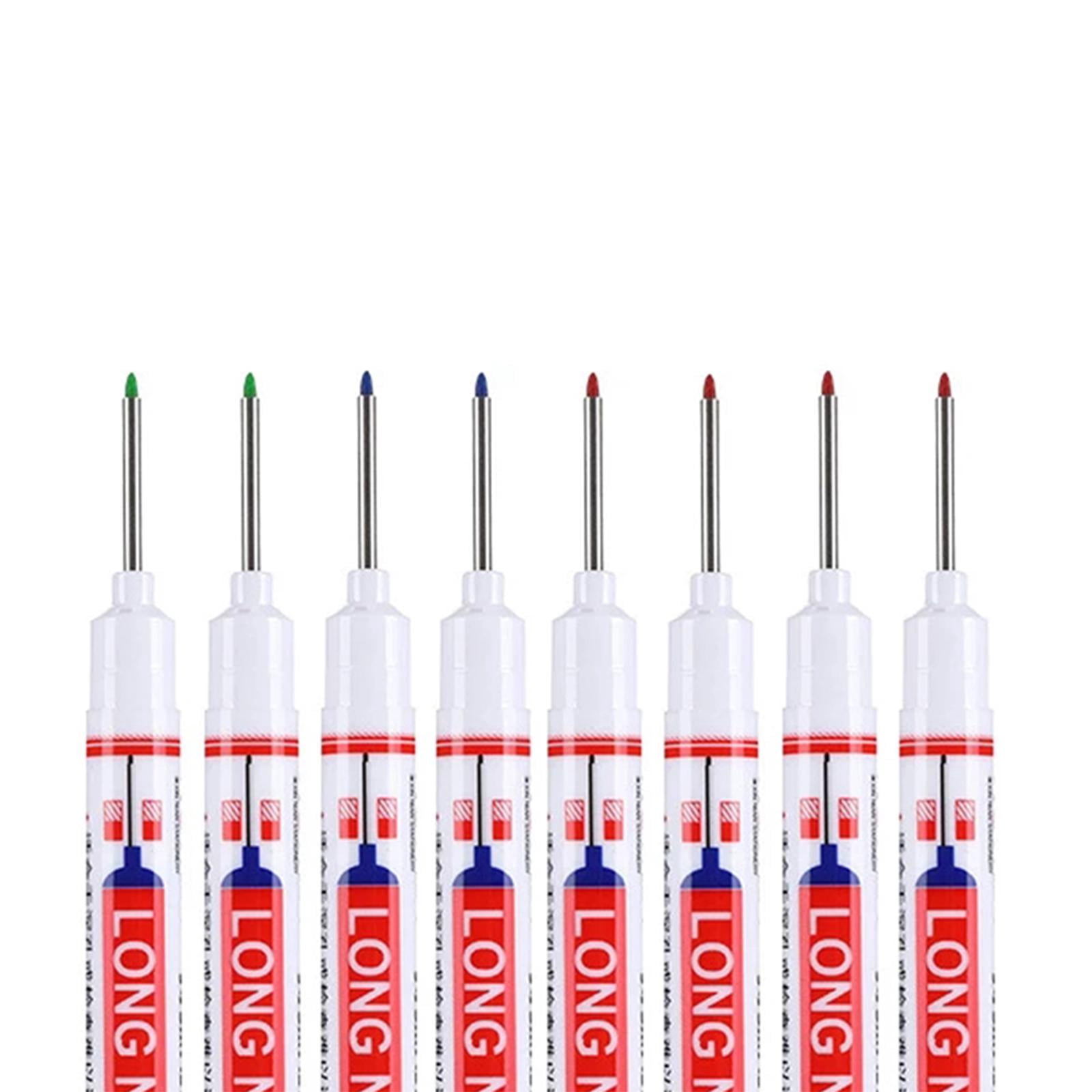 8Pcs Permanent Long Reach Markers Woodworking Tool Waterproof 4 Colors Long Nosed Marker Pens Stone Ceramic Construction