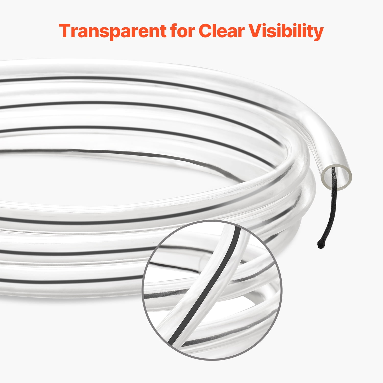 KFFKFF Clear Vinyl Tubing, 1/2" ID x 5/8" OD, 10FT Flexible PVC Hose, Transparent and Cuttable Design, 1/16 in Wall Thickness, Durable PVC Material for Aquariums, Irrigation, Pools, and Labs