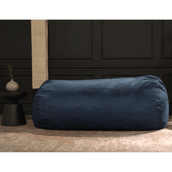 Marlin 6.5 Foot Suede Cylindrical Bean Bag, Midnight Blue