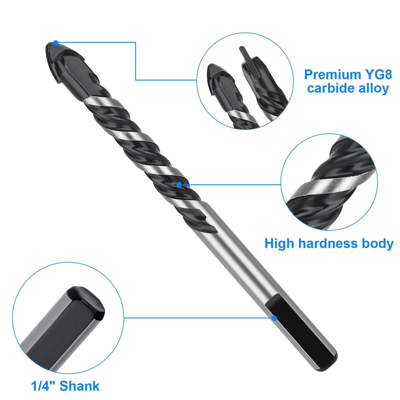 9-Piece Drill Bit Set For Metal, Masonry & Wood - Multi-Material Drill Bits By DRILLFORCE 7 thumbnail image