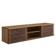 Modway Render Wood Wall-Mount Media Console TV Stand for TVs up to 65" in Walnut