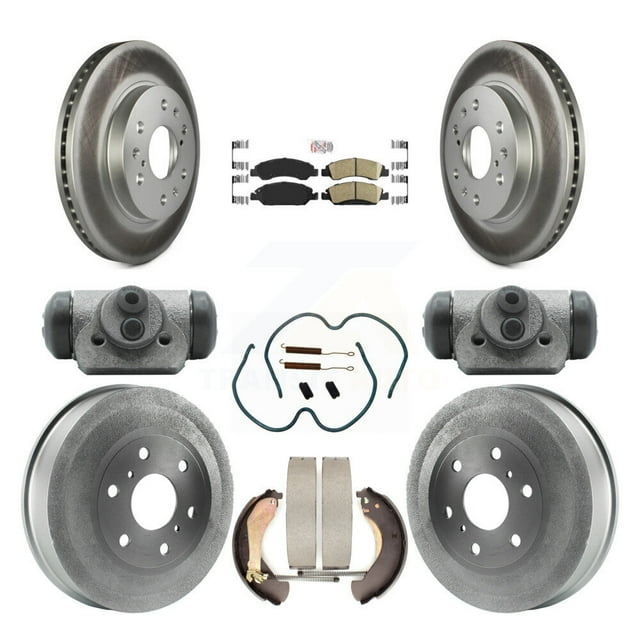 Transit Auto Front Rear Disc Brake Rotors Ceramic Pads and Coated Drum Kit (9Pc) for Car 2009 Chevrolet Silverado 1500 GMC Sierra with 6400 Lb GVW Except Vehicles Using Hold Down Pins KGA-104511