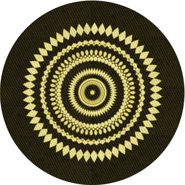 Ahgly Company Tapis de Zone Ronds d'Intérieur Lavables à la Machine, Transitionnels, Noir Nuit, 5 Pieds Rond