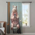 thumbnail image 4 of Bathroom Hippo Sheer Curtains 45 Inches Long, Toilet Animals Vintage Light Filering Curtains, Breathable Simi Curtain Privacy Drapes for Kitchen Bathroom Lightweight Small Window Treatment, 4 of 9