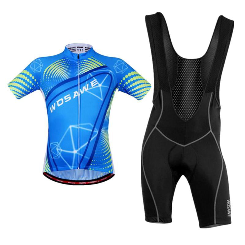 Men's Cycling Jersey Suit Breathable Bicycle Top Short Sleeve Gel Bib Pants Set 