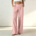 thumbnail image 2 of aohooy Wide Leg High Waist Pants Women Summer Casual Button Up Palazzo Work Pant Beach Vacation Comfort Trousers with Pockets Pink,S, 2 of 8