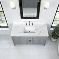 thumbnail image 2 of Montary 49-inch Quartz Bathroom Vanity Top with Undermounted Ceramic Sink & 4 Inch High Backsplash, 3/4" Thick Quartz Stone Vanity Sink Tops with 3 Pre-Drilled Holes, Calacatta White, 2 of 7