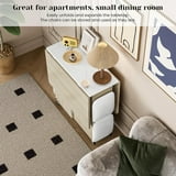 LinkRomat Folding Dining Table Set for 4, Kitchen Table with Shelves & 4 Leather Chairs, Space Saving Foldable Dining Table with 6 Wheel (Beige) - Walmart.com