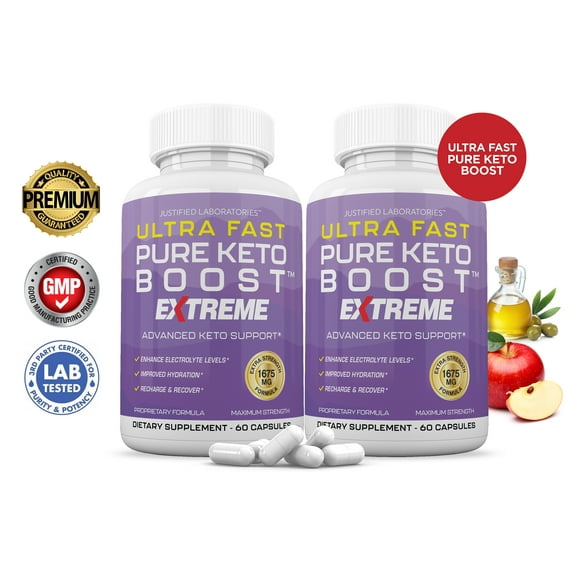(2 Pack) Ultra Fast Pure Keto ACV Extreme Pills 1675mg Alternative to Gummies Dietary Supplement 120 Capsules