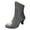 Grey, variant on Jsaierl Women's Kitten Heels Lace Up Ankle Boots Low Mid Heeled Side Zipper Short Booties Pointed-toe Shoes
