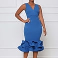 thumbnail image 2 of Sngxgn Women's Summer Bodycon Casual Midi Sleeveless Hollow Out Knit Side Slit Striped Long Tank Dress(Blue,XL), 2 of 8