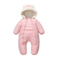thumbnail image 2 of CAIVO Baby Jumpsuit Winter Girls Hood Boys Zippers Pockets Solid Color Cute Long Sleeve Onesie One-Pieces, 2 of 9