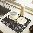 thumbnail image 2 of Yayeee Dish Drying Mat for Kitchen Counter 16" x 18" Microfiber Super Absorbent Coffee Decorative Pad, Purple Floral Pattern, 2 of 9