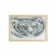 thumbnail image 1 of Sketchy Wall Art with Frame, Hand Drawn Style Image of an Siberian Lion Head Art Print, Printed Fabric Poster for Bathroom Living Room, 35" x 23", Pale Grey White, by Ambesonne, 1 of 2