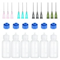 6pcs Needle Tip Squeeze Bottles, 30ml Plastic Squeezeable Dropper Bottle, 14ga 16ga 18ga 20ga Blunt Needle Tips for Glue