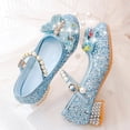 thumbnail image 6 of Quealent Kids Toddler Girls Dress Shoes Pumps Low Heels Sparkling Flower Mary Jane Footwear for Party Prom Wedding Birthday Blue for Size 10, 6 of 7