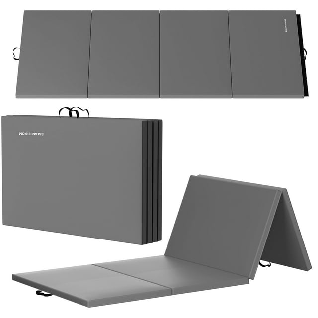 BalanceFrom 10ft x 4ft x 2in 4-Panel All-Purpose Folding Gymnastics Mat, Gray