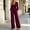 Wine, variant on Jumpsuit for Women V Neck Zip Pleated Long Sleeve Pocket Straight Leg, Sizes Xs-Xxl