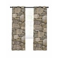 thumbnail image 7 of Brown Stone Wall Blackout Curtains for Bedroom, Vintage Country Rocks Brick Pattern Thermal Insulated Kitchen Drapes with Grommets, Light Blocking Window Treatment, 2 Panels 52" x 72", 7 of 7