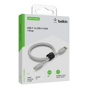 Belkin BoostCharge Braided USB-A to USB-C Cable (5ft) for iPhone 16 Series, iPhone 15 Series, Samsung Galaxy, Note, Pixel Devices iPad Pro, More - Silver