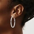 thumbnail image 3 of 14k White Gold 3x37mm Polished Square Tube Round Hoop Earrings, 3 of 3