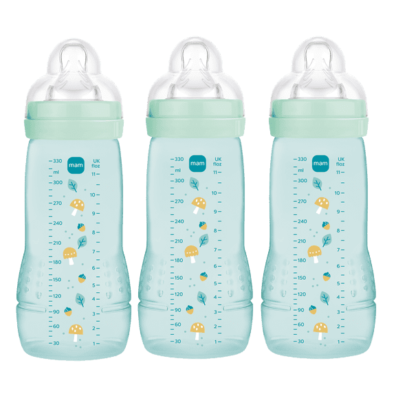 MAM 9.5oz Natural Baby Bottle with Medium Flow Nipple, 3 Pack Boy