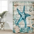 thumbnail image 5 of Vintage Starfish Shower Curtain, 66" x 72", Ocean Coral Anchor Shell Wood Grain Waterproof Bathroom Curtain Washable Shower Curtain Set with 12 Hooks, 5 of 6