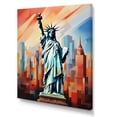 thumbnail image 2 of Designart "Cubist Interpretation Statue of Liberty II" Cityscapes Canvas Wall Art - Industrial Orange New York Entryway Wall Art, 2 of 6