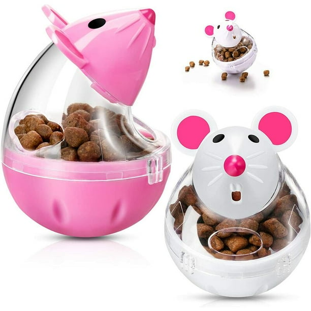2Pieces Interactive Cat Feeder Food Ball Cat Mouse Food Cup Toy Ball