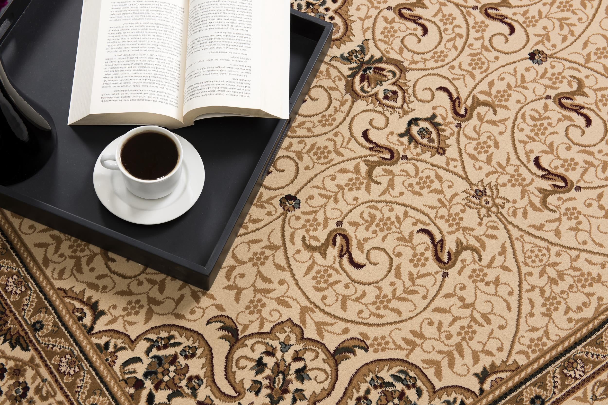 Tapis d'intérieur persan Rug Branch Majestic 3' x 6' (taille exacte : 2'8" x 6'), beige crème, style traditionnel - Entrée, couloir, salle de bain et cuisine