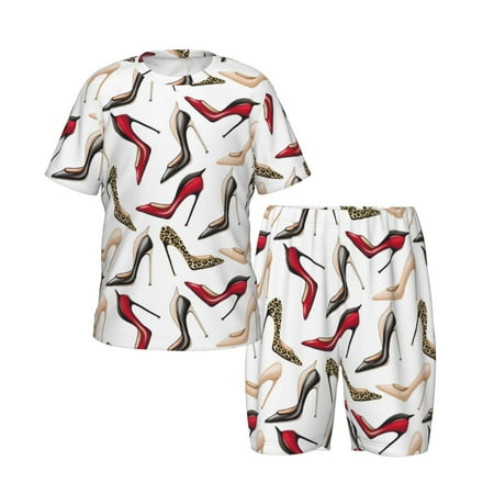 Toddler Boys Girls Pajamas - high-heeled shoes cute print Soft Comfort Kids Pajamas Short Sleeve Sleepwear Pjs Set