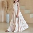 thumbnail image 5 of EnJoCho Girls Boho Lace Flower Dresses Spaghetti Strap A-Line Ruffl𝖾 Tiere𝖽 Fl𝗈wy Wedding Par𝗍y Maxi Dress with Pockets, 5 of 5