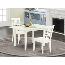 3 Piece Norfolk Kitchen Dining Table Set - Linen White