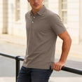 thumbnail image 5 of Casual Top Oversize Basic T Shirts Men's Breathable Short Sleeve Shirt In Solid Color With Classic Collar Coffee Xxxl, 5 of 8