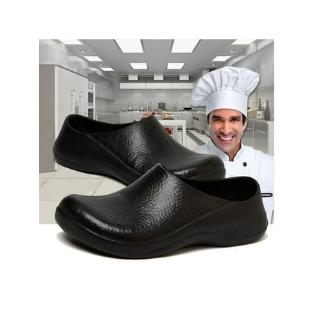

SIMANLAN Chef Shoes Men Clogs Oil Water Resistant Nursing Non-Slip Waterproof Working Shoes for Kitchen Garden Black