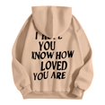 thumbnail image 6 of Women's Crew Neck T-Shirt Winter Comfy Hooded Long Sleeve Bell One Shoulder Drawstring Graphic Casual Polyester Sweatshirts Hoodies(Khaki,XXL), 6 of 7