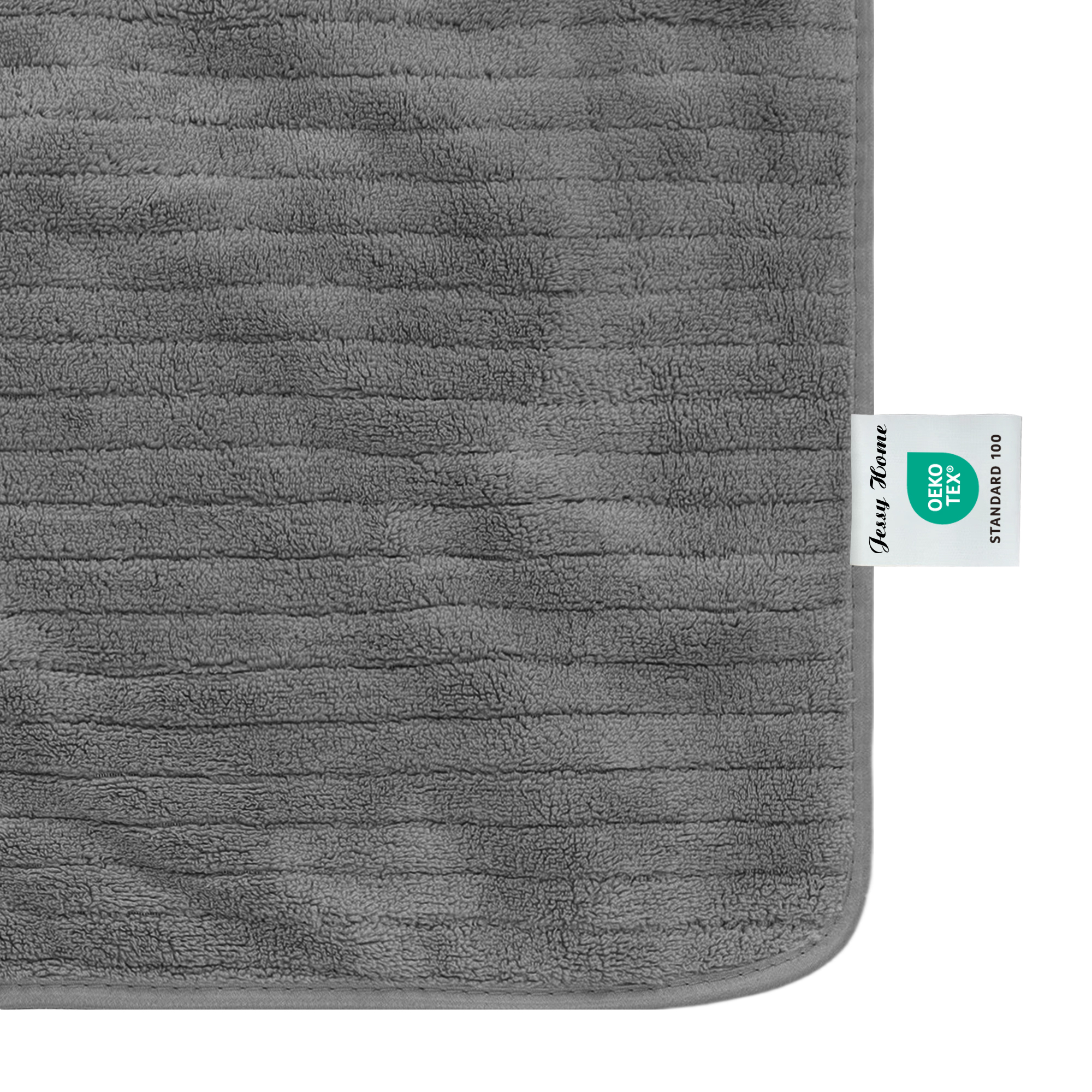 Jessy Home 4-Pack Striped Bath Towel Set, Dark Gray photo 8