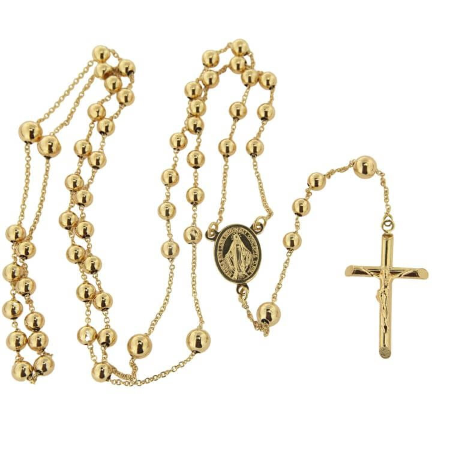 9ct rose Gold rosary beads necklace Italy