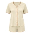 thumbnail image 6 of Diufon Button Down Pajamas Women 2 Piece Casual Short Sleeve V Neck Home & Sleepwear Pjs Summer Short sets, 6 of 6
