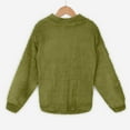 thumbnail image 2 of Patlollav Womens Zipper Patchwork Long Sleeve Tops Plush Pullover Sweatshirt Army Green S, 2 of 6